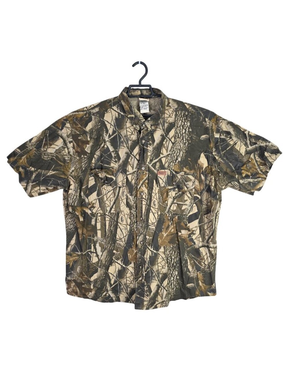 Mens Woolrich Outdoor Camouflage Button Up Shirt Realtree Hardwoods Cotton 2XL